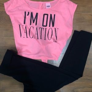 2pc sz small VS Pink Crop & Leggings